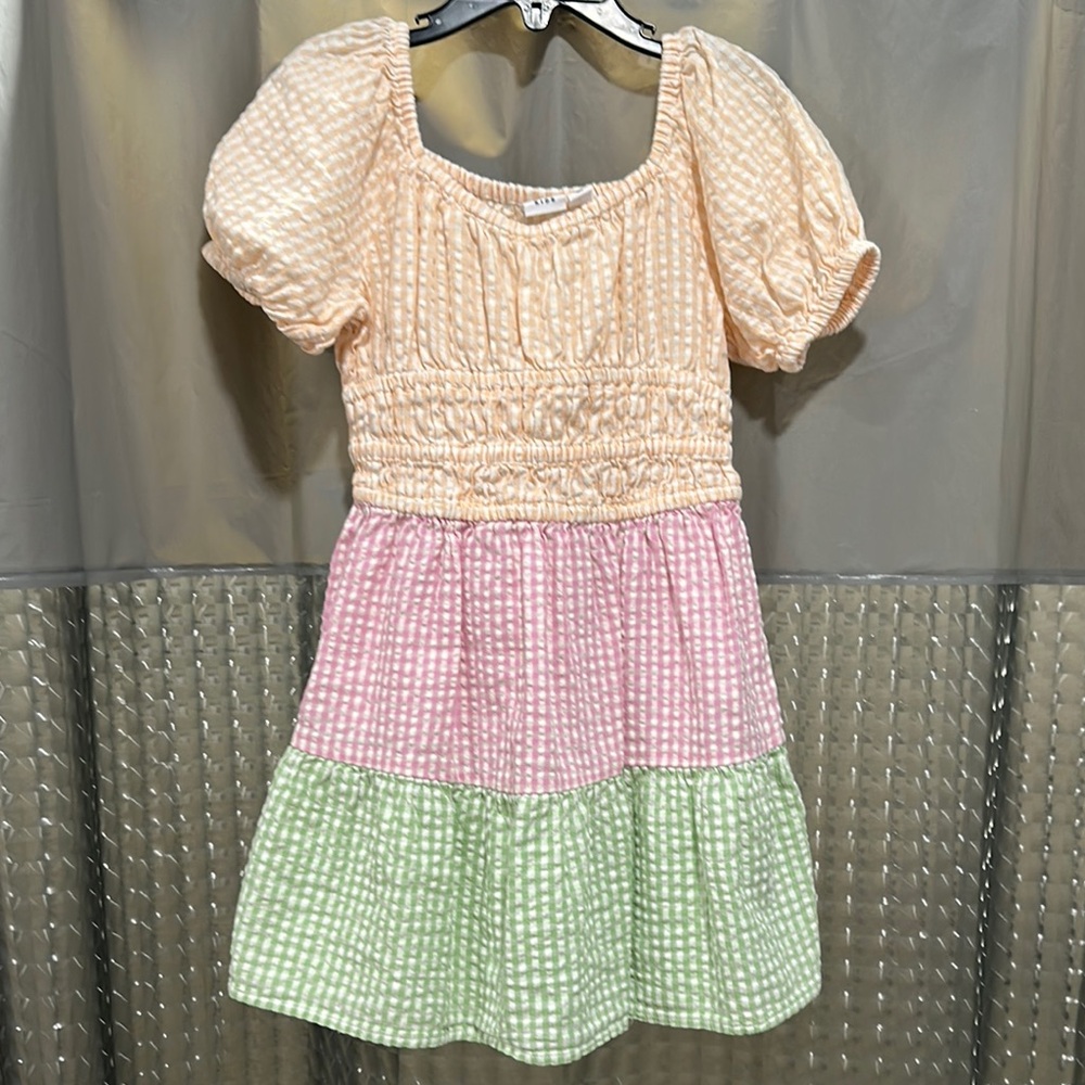 GAP Cream and Pink Smocked Puff Sleeve Sundress